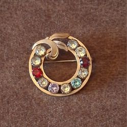 VAN DELL VINTAGE 12K GOLD FILLED BIRTHSTONE BROOCH
