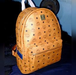 MCM Large Backpack The Color Is Cognac And This Is The Stark Studded In Visetos 