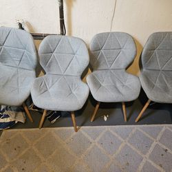 Set of 4 Blue/Gray Upholstered Chairs