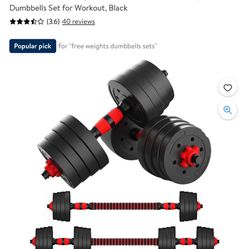 66lbs Adjustable Dumbbell Set Workout Home Gym