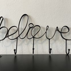 Wall Mounted ‘Believe’ Coat Rack (Iron)