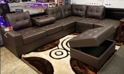 New brown Sectional with Storage Ottoman