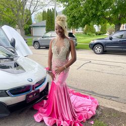 Velvet Pink Prom Dress