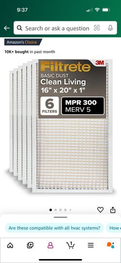 16x20x1 Ac Filters