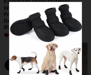 Set of 4 Small Black Dog Boots with Hook-and-Loop Straps XS