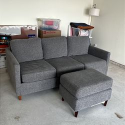 Gray couch & ottoman set