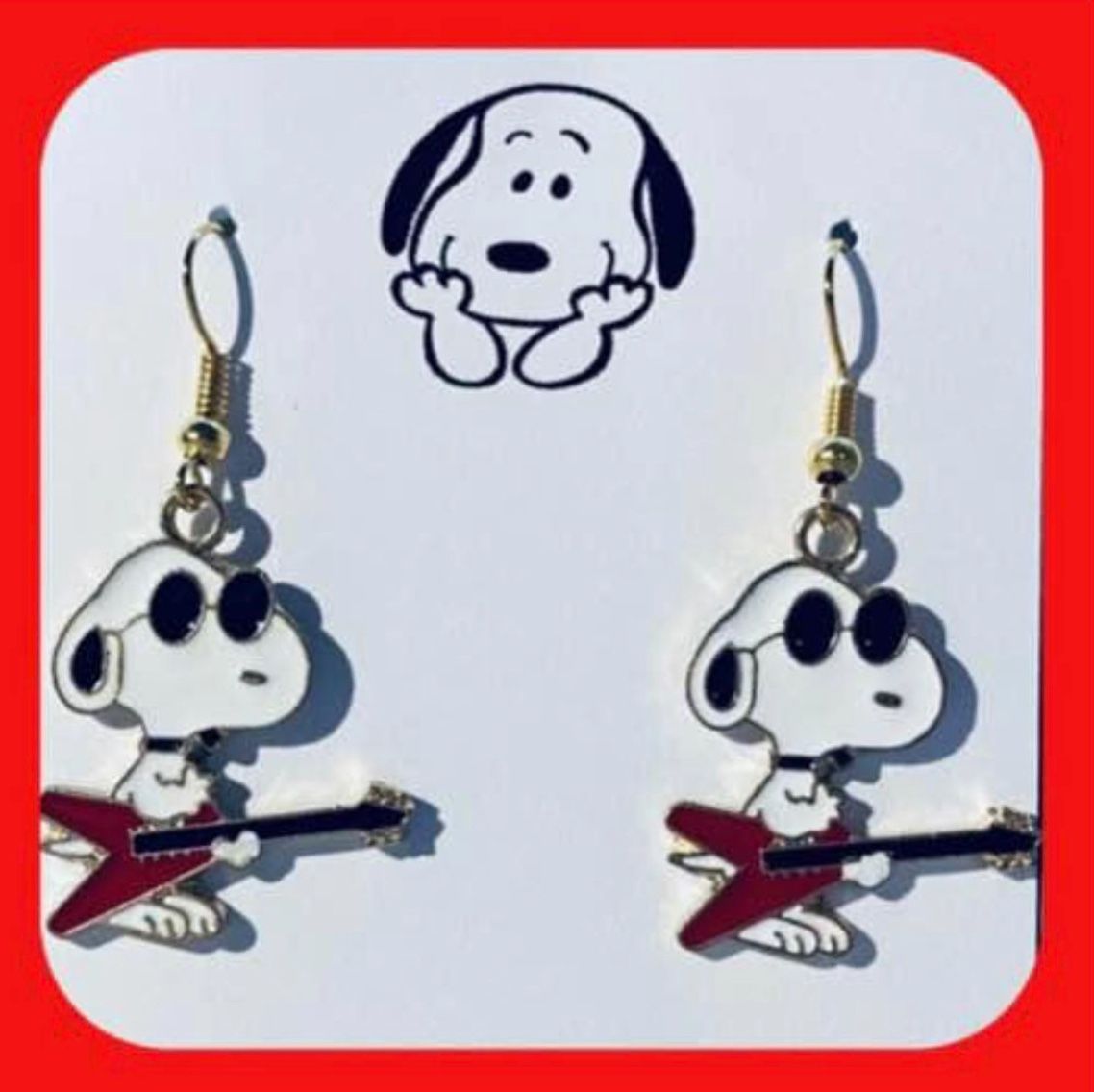 New Super Cute Rockstar Snoopy Joe Cool Earrings