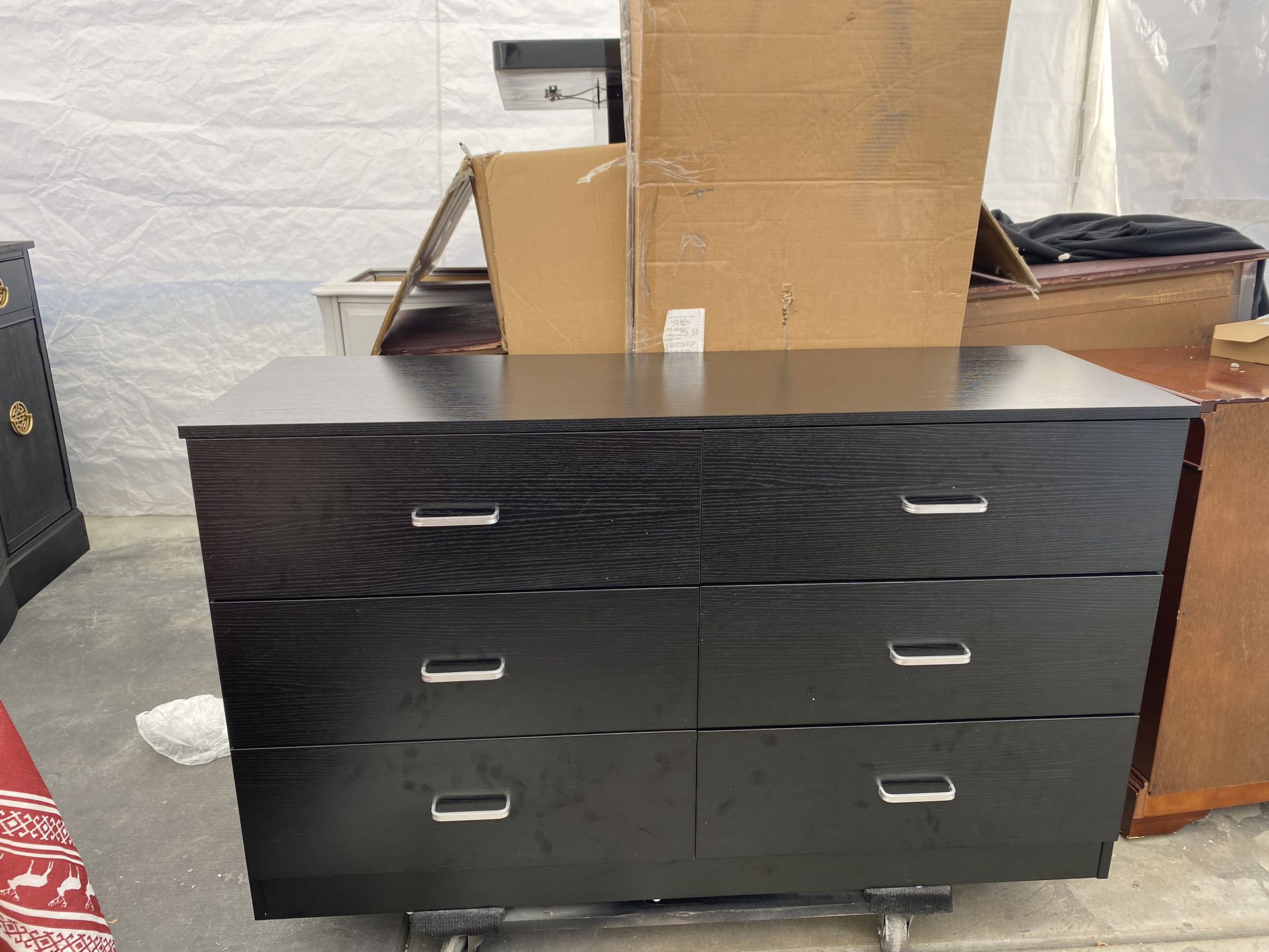 new modern 6 drawer black wood dresser