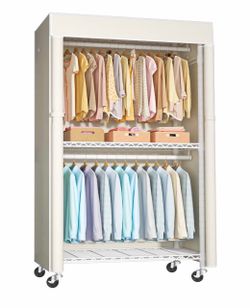 Rolling Portable Closet Wardrobe with Cover