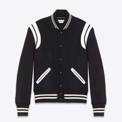 SAINT LAURENT Men’s Teddy in Wool and Leather University Jacket (YSL 50 - US 40)