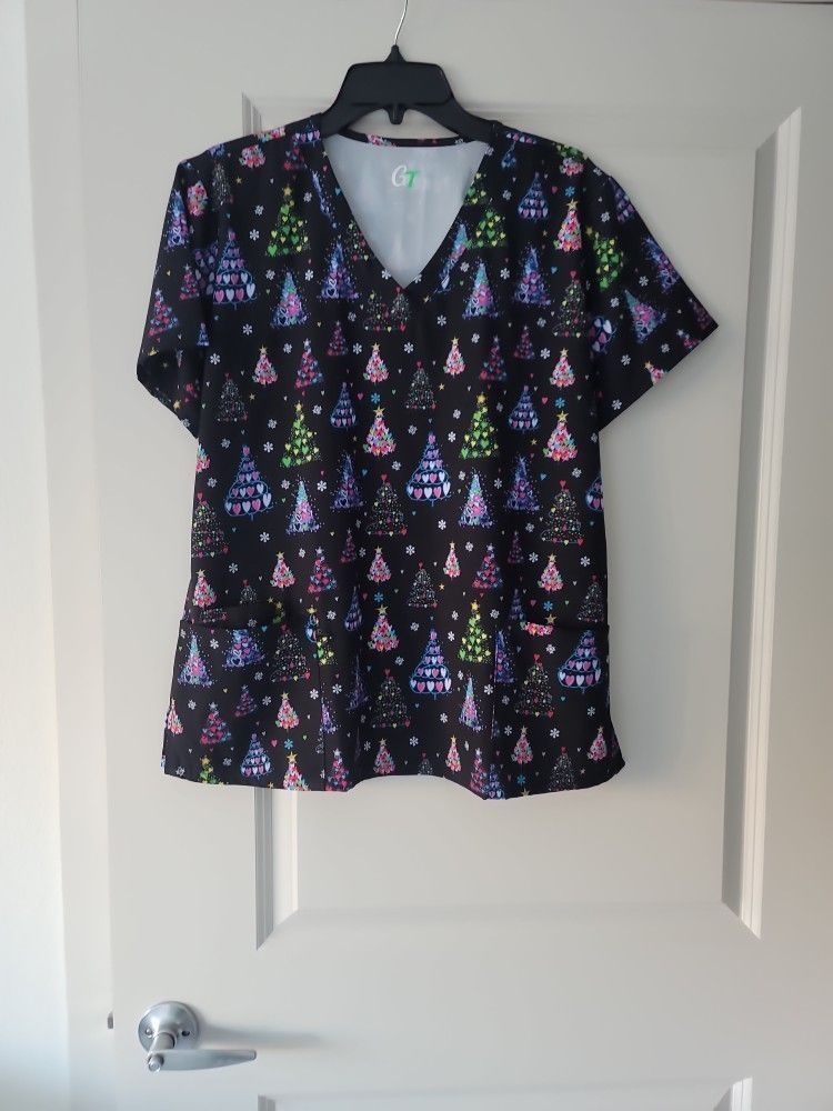 Christmas Scrub Top Large
