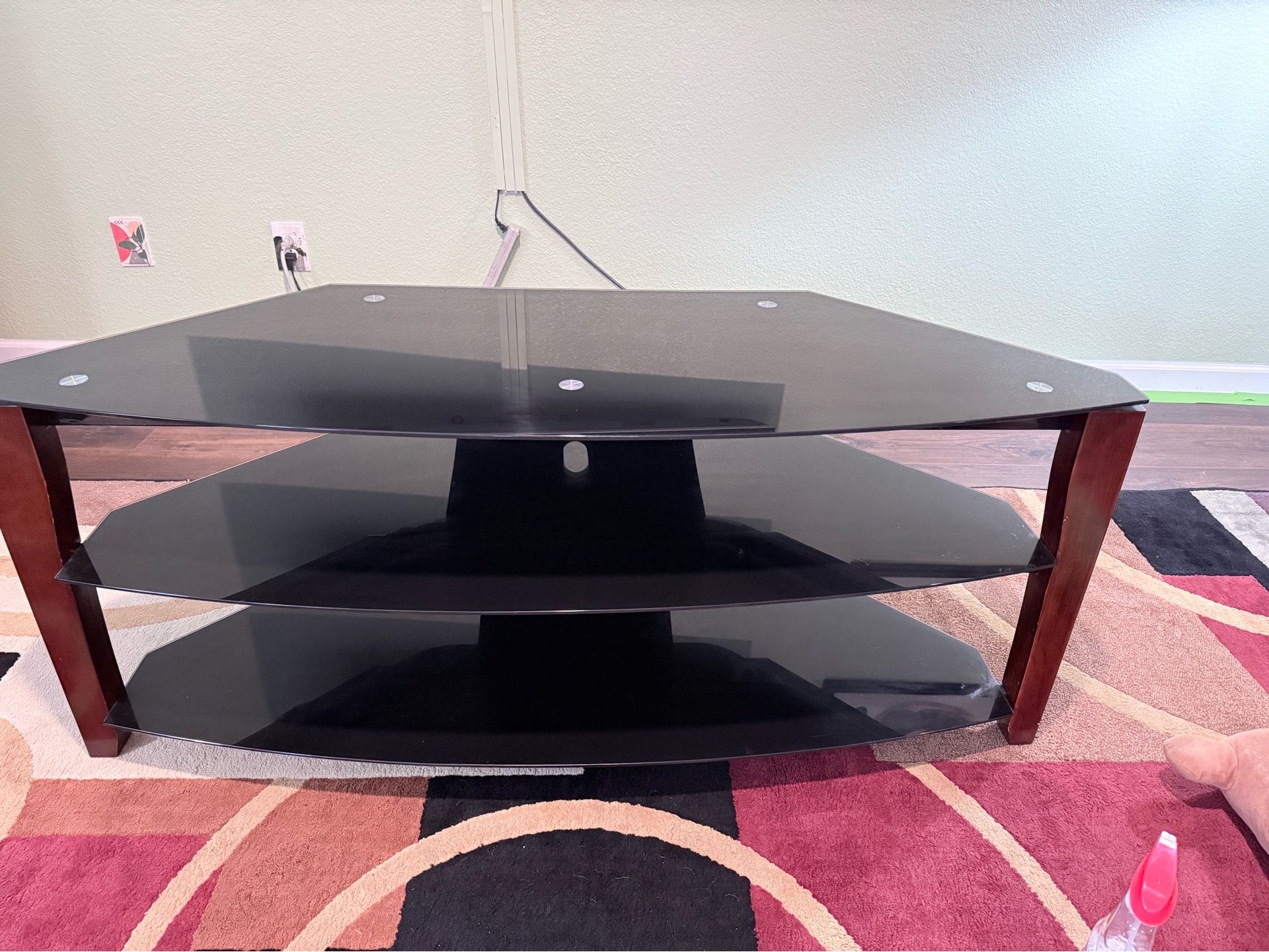 Glass shelves tv stand