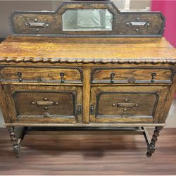 Antique Victorian Oak Sideboard / English 19th Century