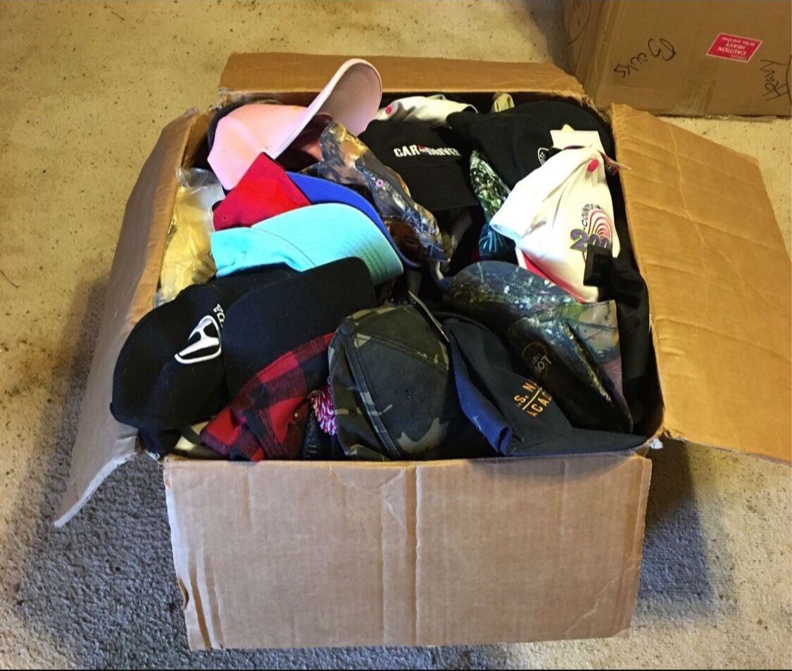 LARGE BOX LOT OF HATS Great For Resell Resale