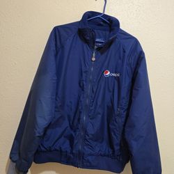 Pepsi Jacket Aramark Blue Full Zip Fleece Lined Logo Workwear Men's Size Large 