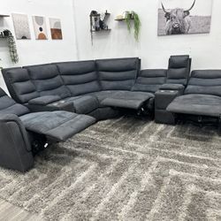 Navy Recliner Couch - Free Delivery 