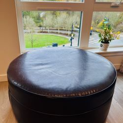 Leather Round Ottoman