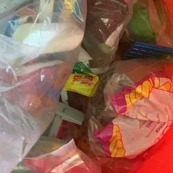 Bag full of vintage toys