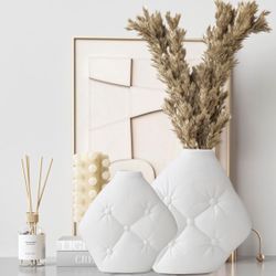 Ceramic Vase - Set of 2 for Home Decor,Pampas Vases Minimalist Nordic Boho Style for Modern 