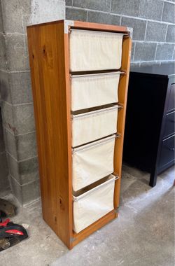 Wood shelf with fabric drawers
