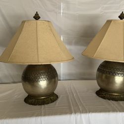 PAIR of John Richard/Sarried Nickel Sphere Table Lamps