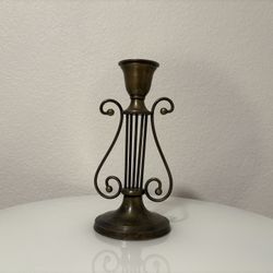 Solid Brass Candle Holder Harp Shape