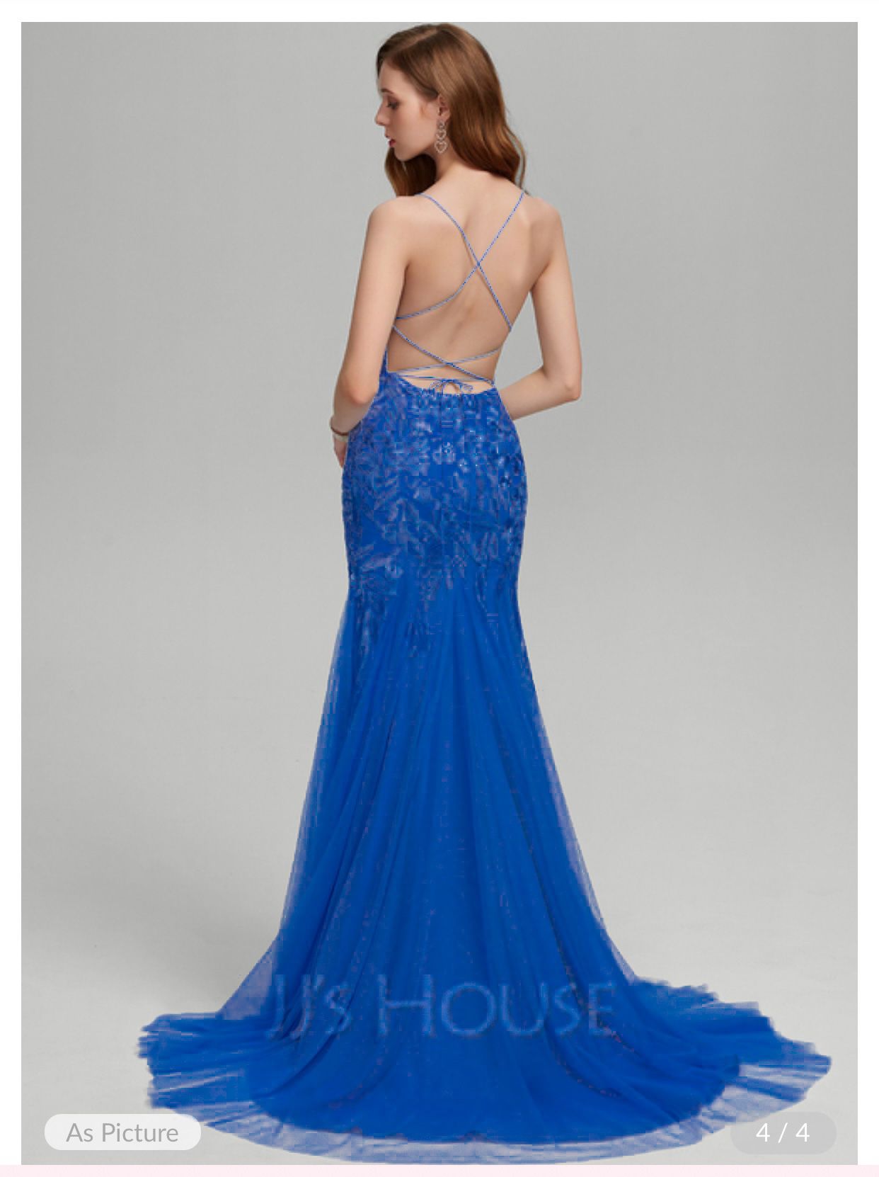 Royal Blue Mermaid Prom/Formal Dress With sequin details Open back