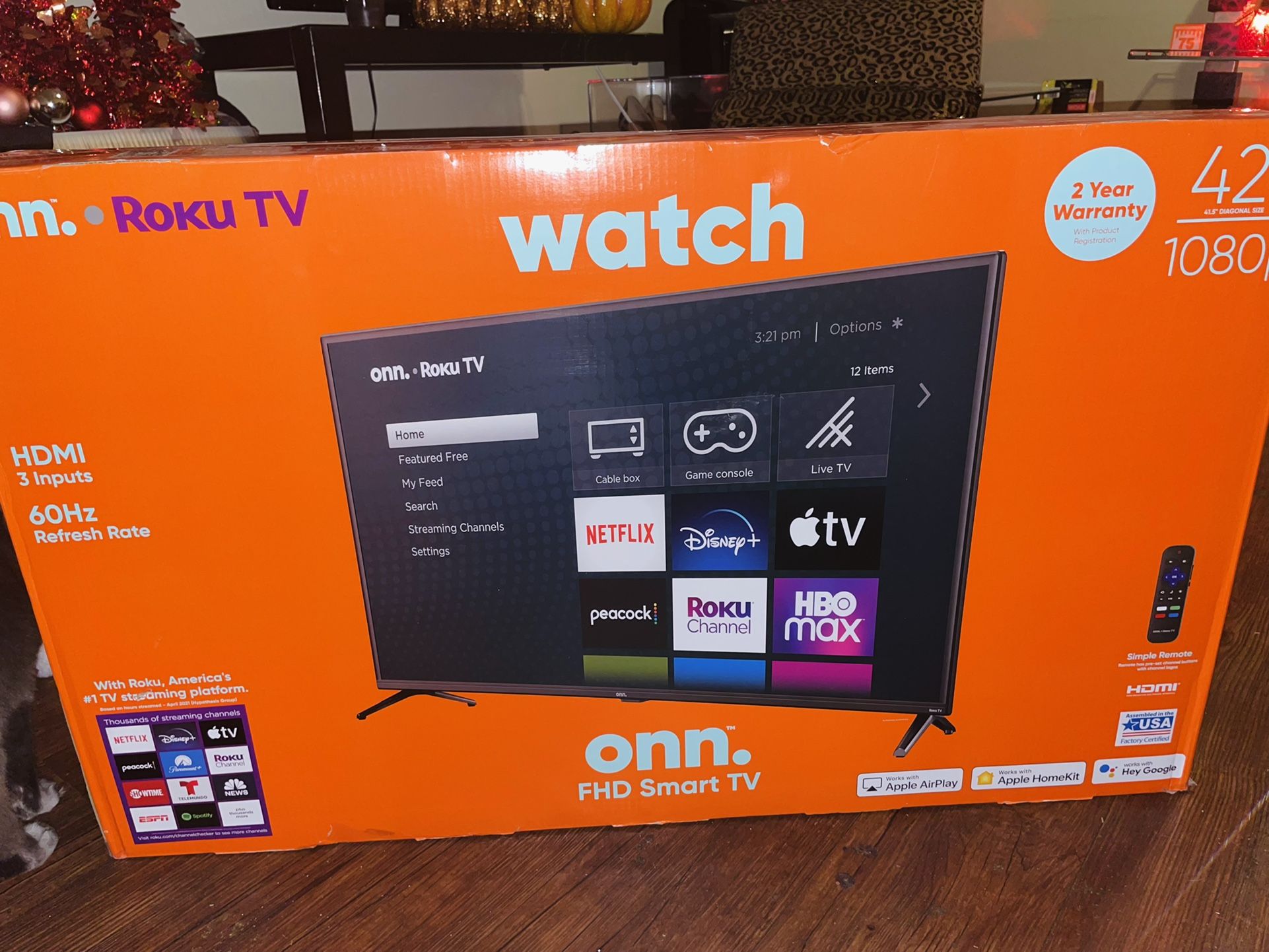 ***BRAND NEW IN BOX*** 42 inch Onn. LED ROKU SMART TV w/ GUIDE, TV STAND, & HARDWARE