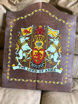 Vintage Franklin Master Cabinet & Dart Game Board The Lord Of The Arms “Darts Not Included 16X20” Wx1”