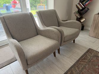 Pair of West Elm Mid-Century modern armchairs