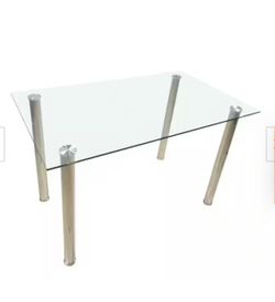 47.2 inch Rectangle Silver Glass Top Table