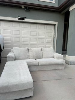 Clean Light Gray Couch With Large Ottoman Free Delivery
