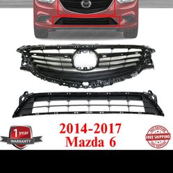 Front Bumper Grille Assembly Kit For 2014-2017 Mazda 6