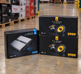 JL Audio C1 Car Speakers 2 Sets 6.5" 2-Way Coaxial System 450 Watts C1-650X JD400/4 4-Channel Amplifier Package
