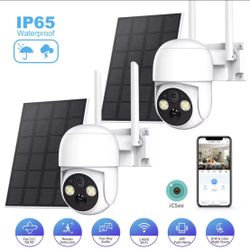2 Pack Solar Outdoor Camera, New