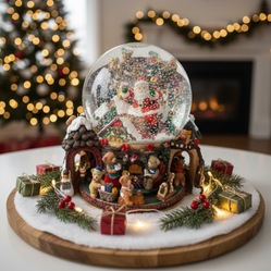 Most Beautiful Vintage LARGE SANTA SNOW GLOBE 9"X 8" Inches Amazing Quality Super Nice!