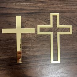 Gold Mirrored Acrylic Cross Decoration