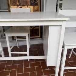 White Wood Kitchen Table With Two Chairs $ 45