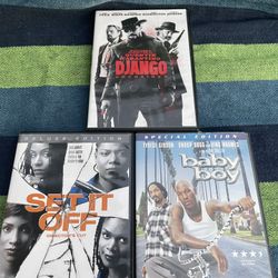 🎬 Black Cinema DVD Bundle – Baby Boy, Set It Off, Django – $10