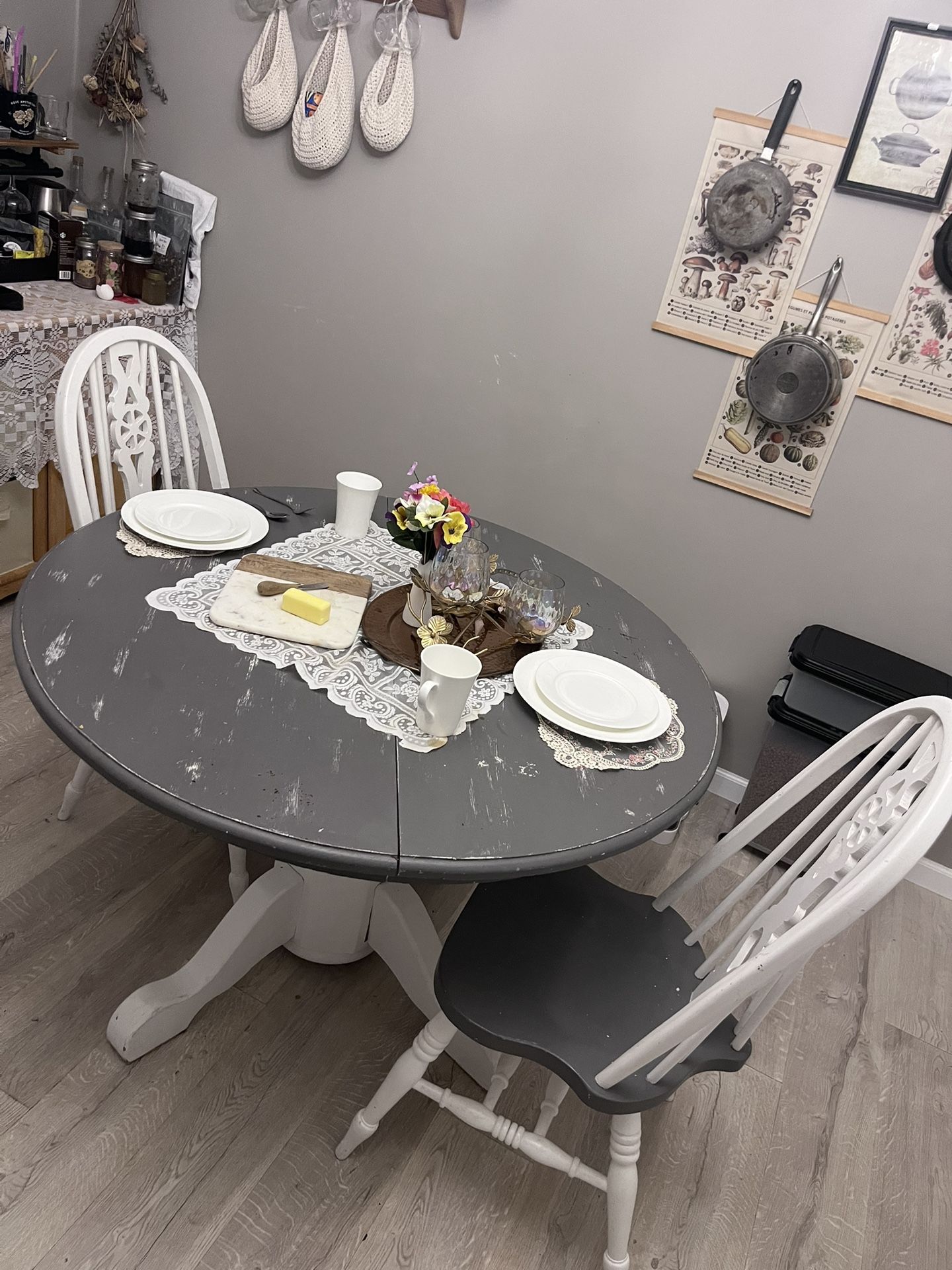 30 inch tall 36 inch table with two chairs