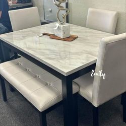 Gorgeous White 5-Pc Dining Table Set 