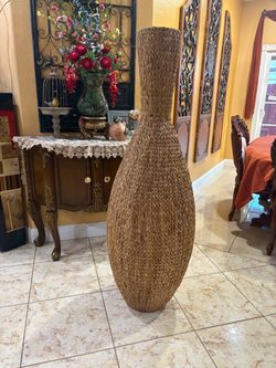 Used Ratan floor vase
