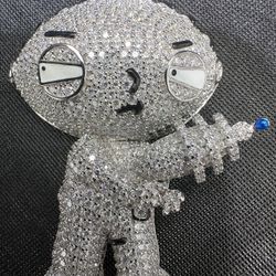 Stewie Armed From Family Guy Pendant 5.22C.T Moissanite SS VS.D Color