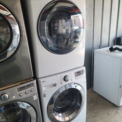 LG Front Load Washer And Stackable Gas Dryer Set 