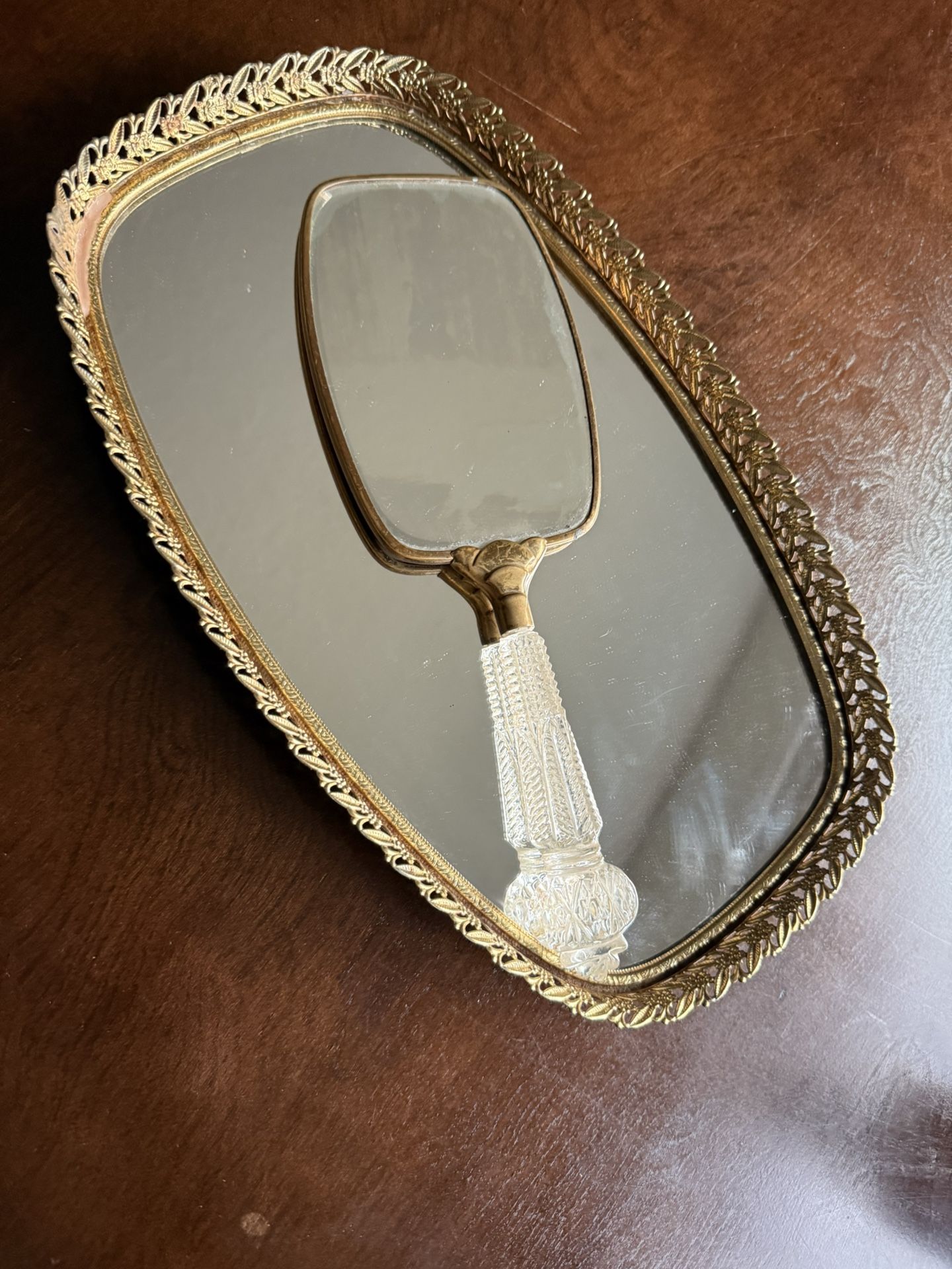 Vanity Tray With Hand Mirror