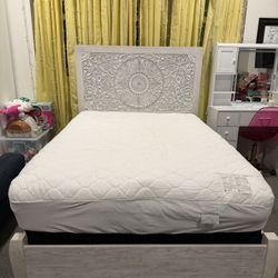 Full Sized Wood Bed With Mattress $350