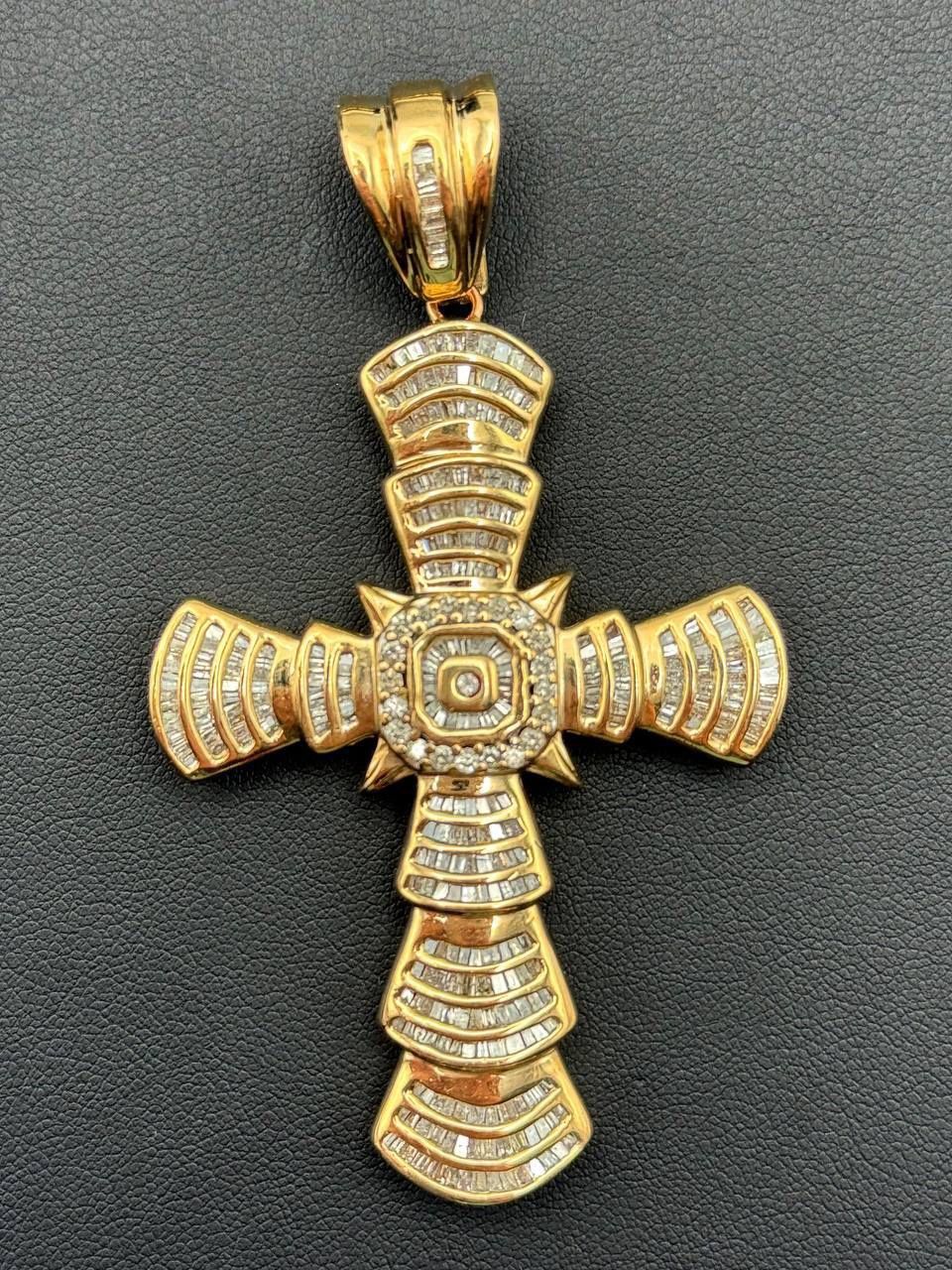 10k yellow gold hollow 4.30 CTW CROSS pendant