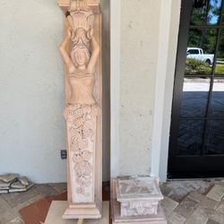 Italian Handcarved Marble Female Statutes 