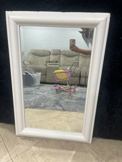 White Wood Mirror 