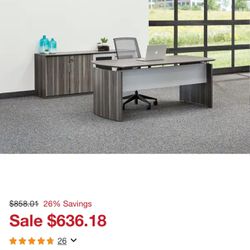 Mayline Medina Office Furniture 72 inch Curve Desk, Credenza and pedestal (3 PC Set)